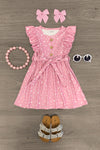 Mauve Polka Dot Tie Ruffle Dress - Sparkle in Pink