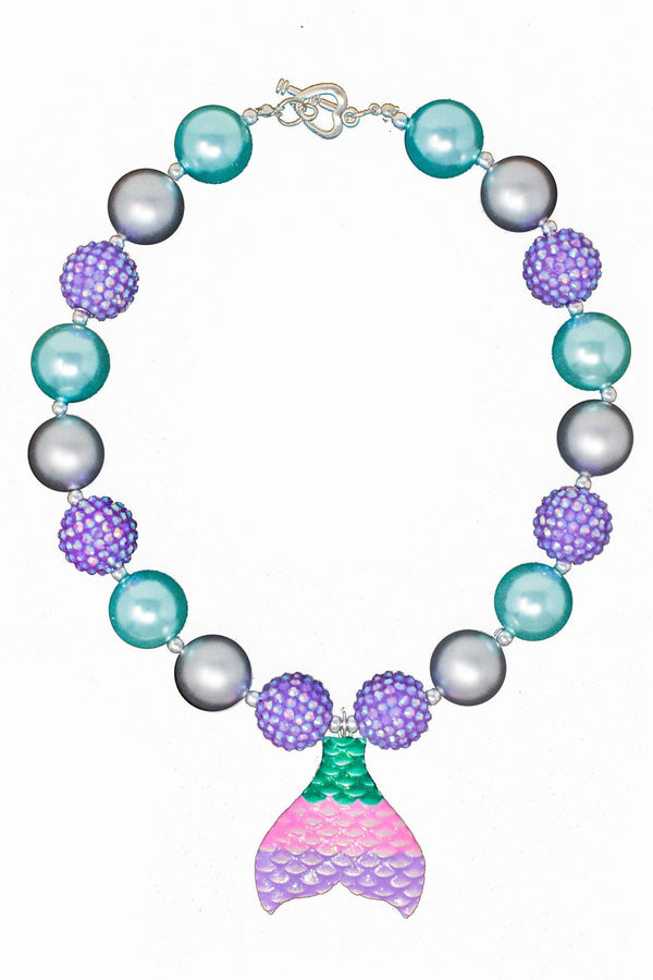 Mermaid Tail Bubblegum Necklace - Sparkle in Pink