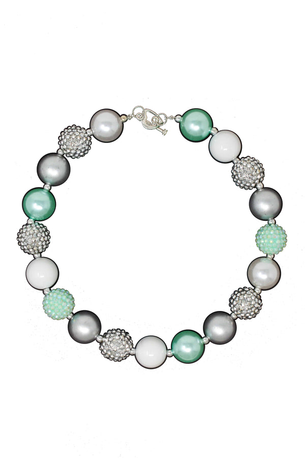 Mint Rhinestone Bubblegum Necklace - Sparkle in Pink