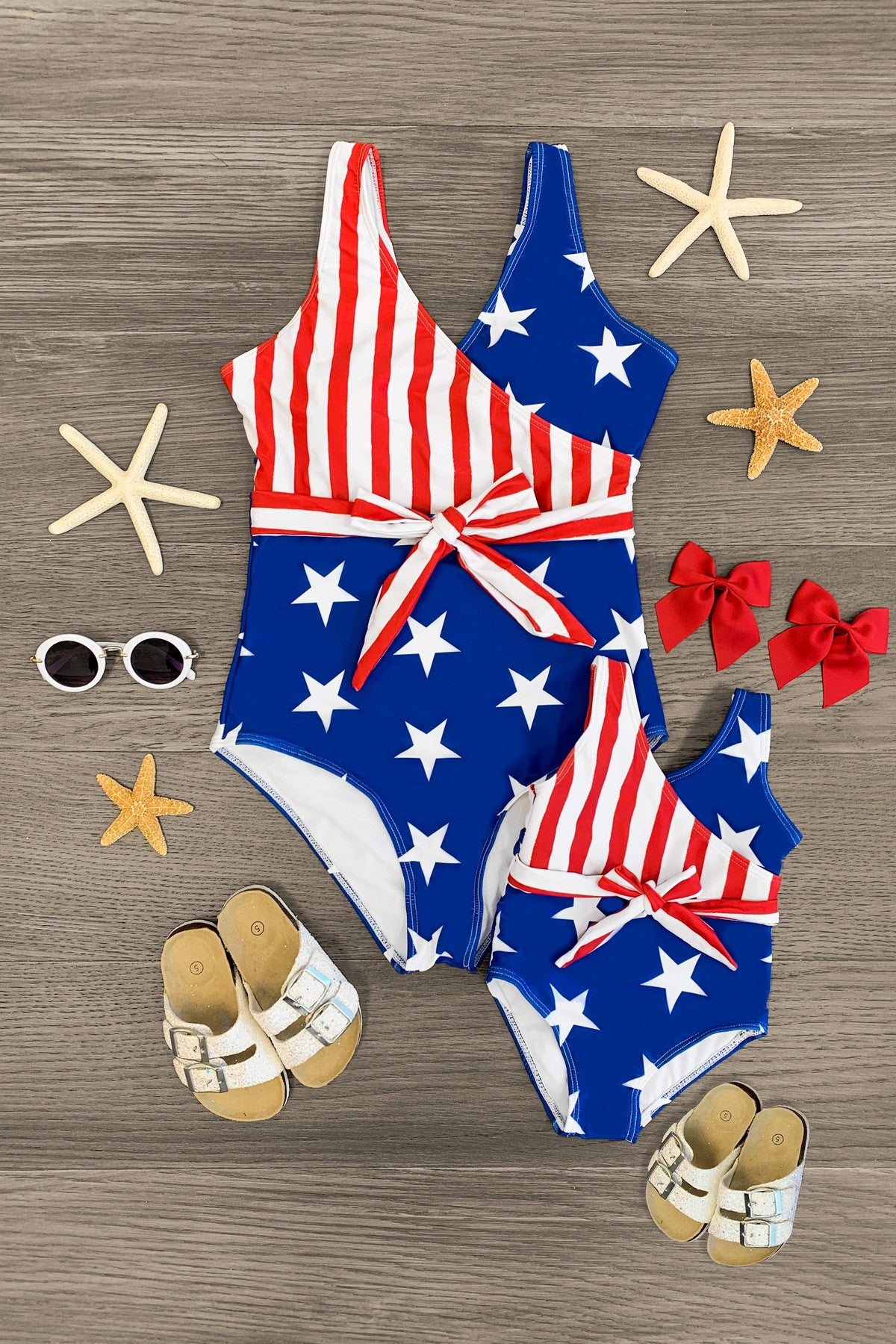 Mom & Me - American Flag One Piece Swimsuit | Sparkle In Pink