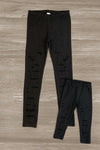 Mom & Me - Black Distressed Leggings - Sparkle in Pink