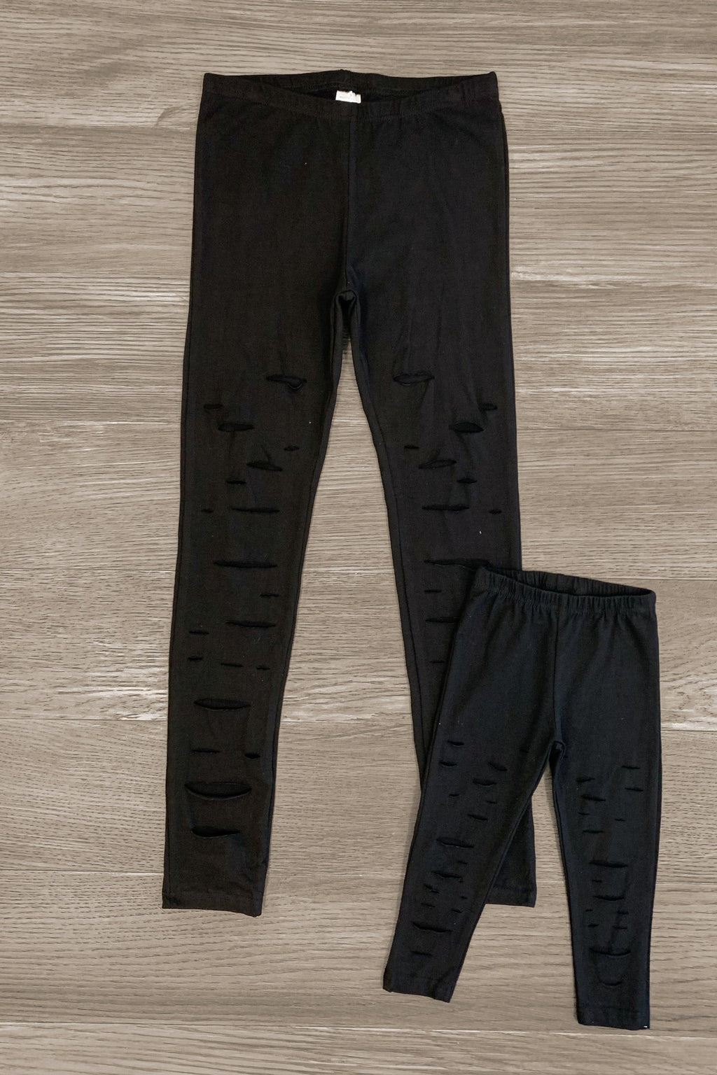 Mom & Me - Black Distressed Leggings - Sparkle in Pink