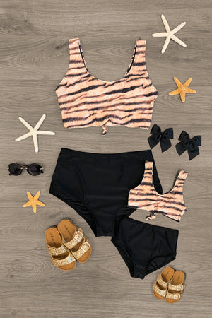 Mom & Me - Black & Tiger Striped Bikini | Sparkle In Pink