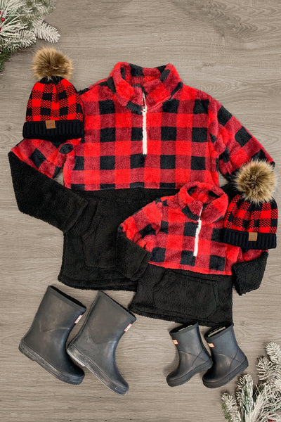 Black & White Buffalo Plaid Pajamas - & Pet Bandana!