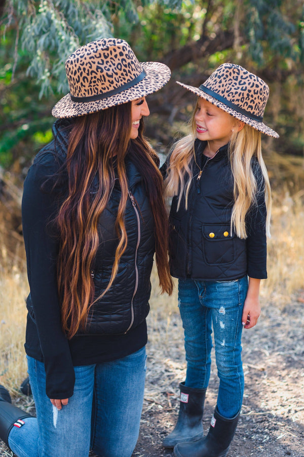 Mom & Me - Cheetah Felt Brim Hats - Many Colors! - Sparkle in Pink