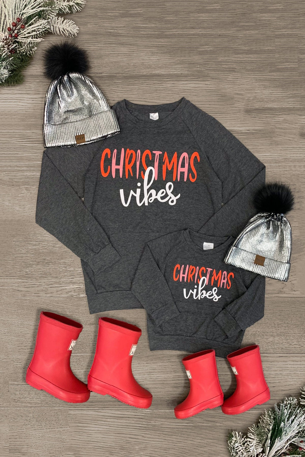 Mom & Me - "Christmas Vibes" Top - Sparkle in Pink