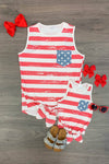Mom & Me - Distressed Flag Tie Tank - Sparkle in Pink