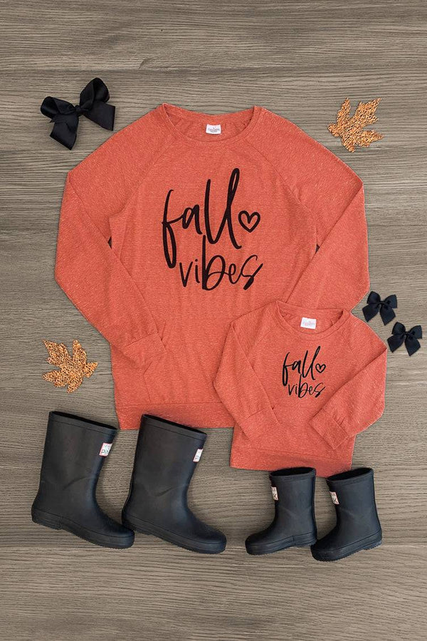 Mom & Me - "Fall Vibes" Rust Top - Sparkle in Pink