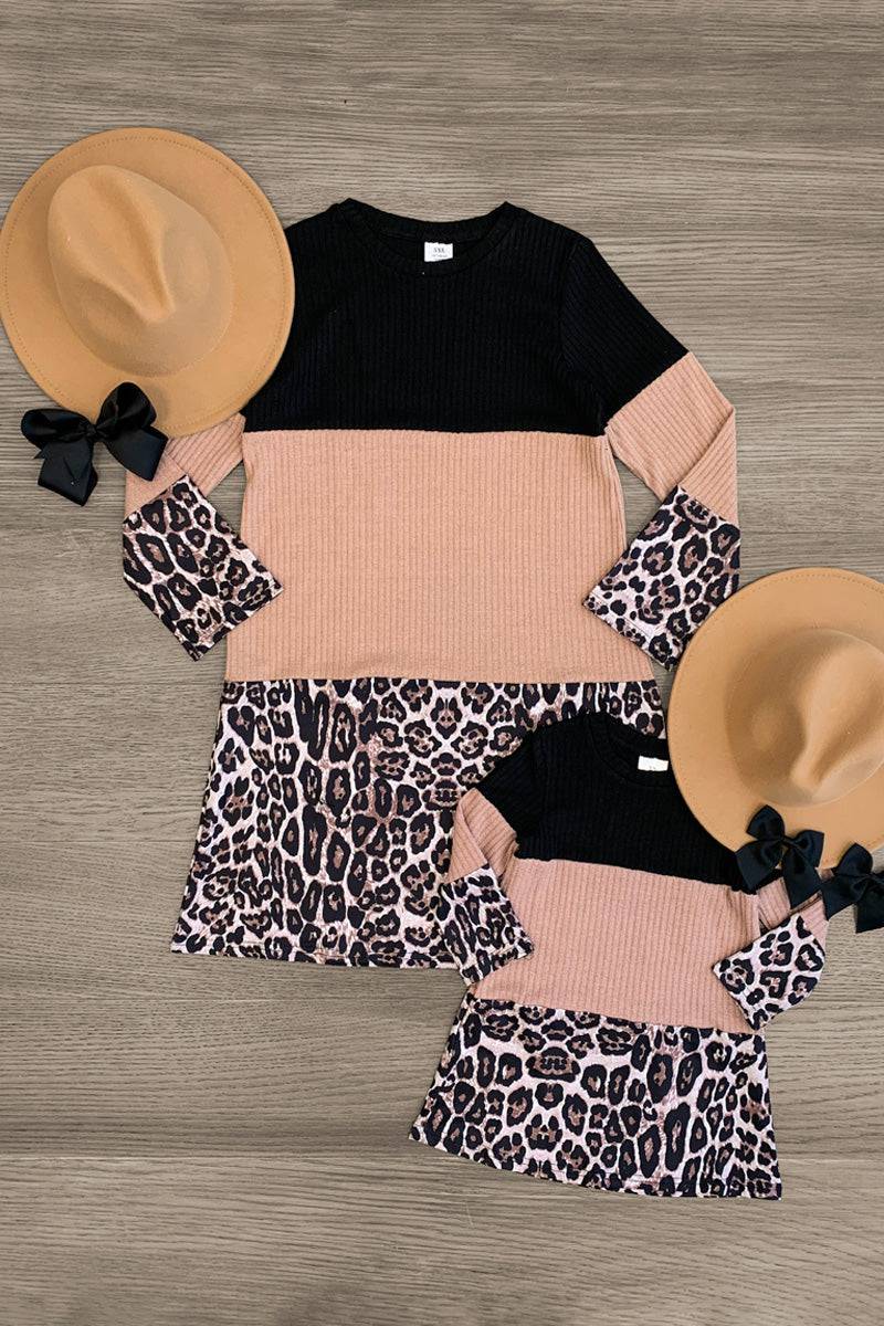 Mom Me Leopard Sweater Dress Sparkle In Pink