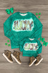 Mom & Me - "Lucky" Green Cheetah Long Sleeve Top - Sparkle in Pink