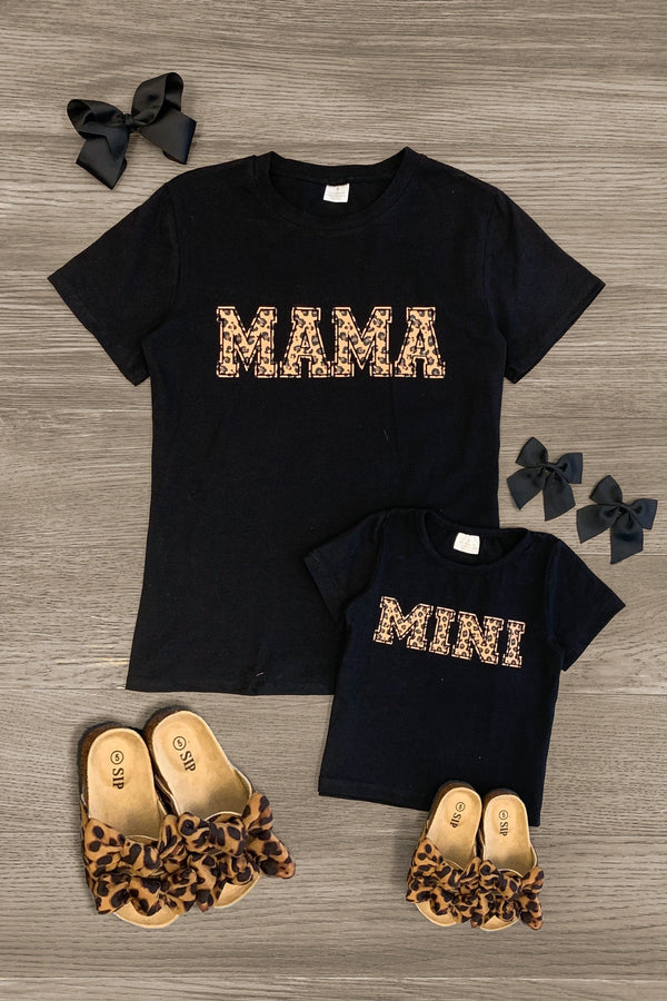 Mom & Me - "Mama & Mini" Black Leopard Top - Sparkle in Pink