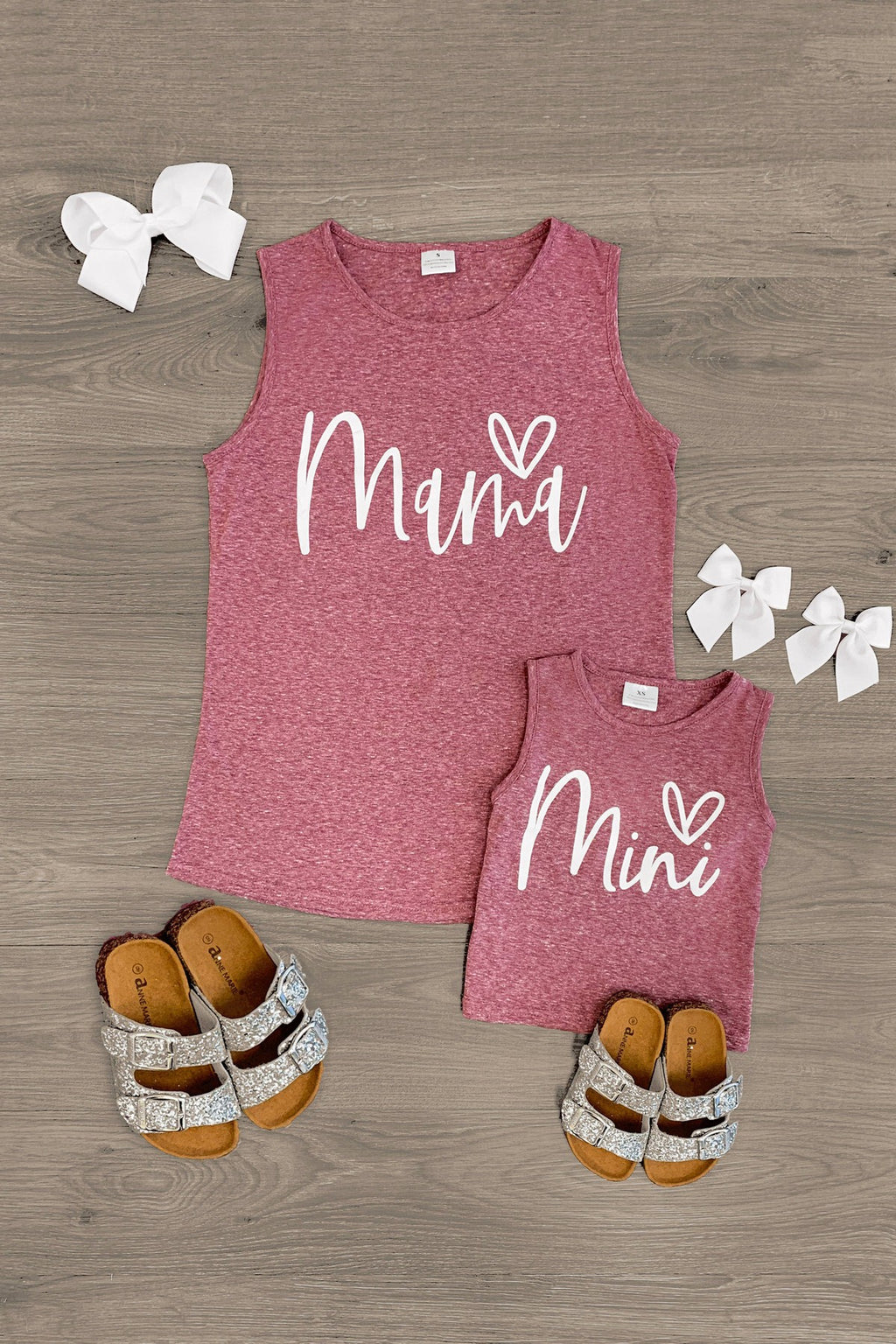 Mom & Me - "Mama & Mini" Heather Plum Tank Top - Sparkle in Pink