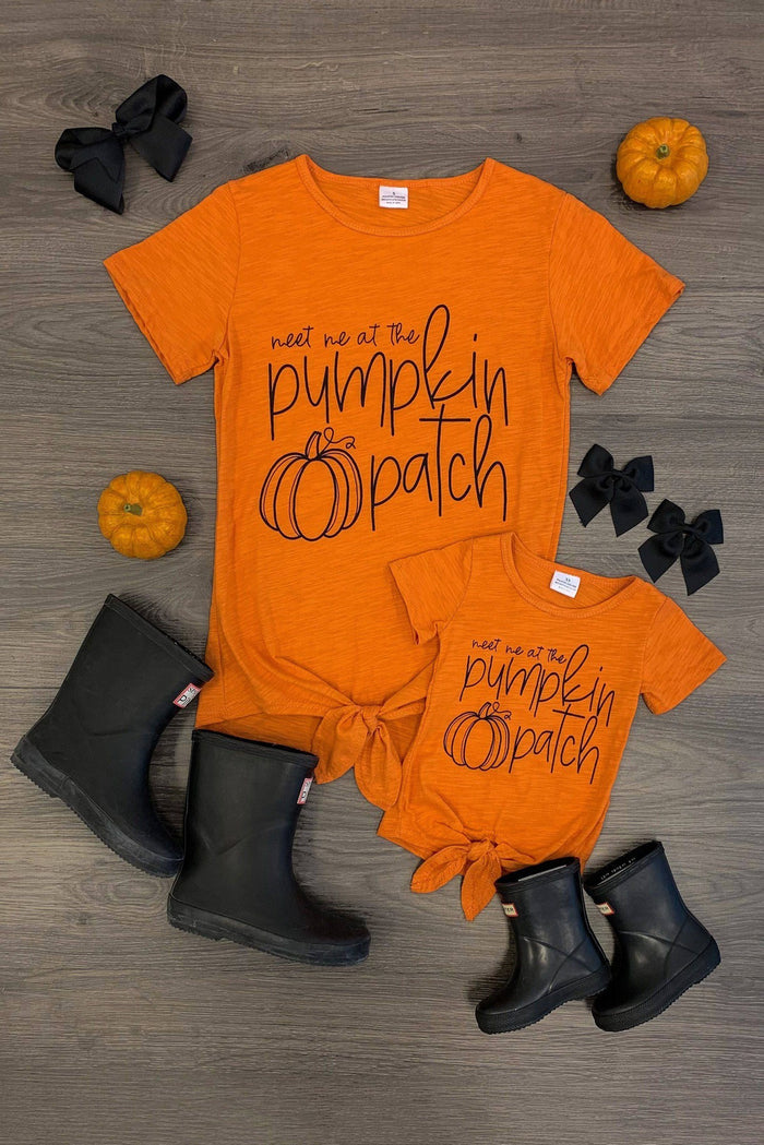 Mom & Me - "Meet Me at the Pumpkin Patch" Tie Top - Sparkle in Pink