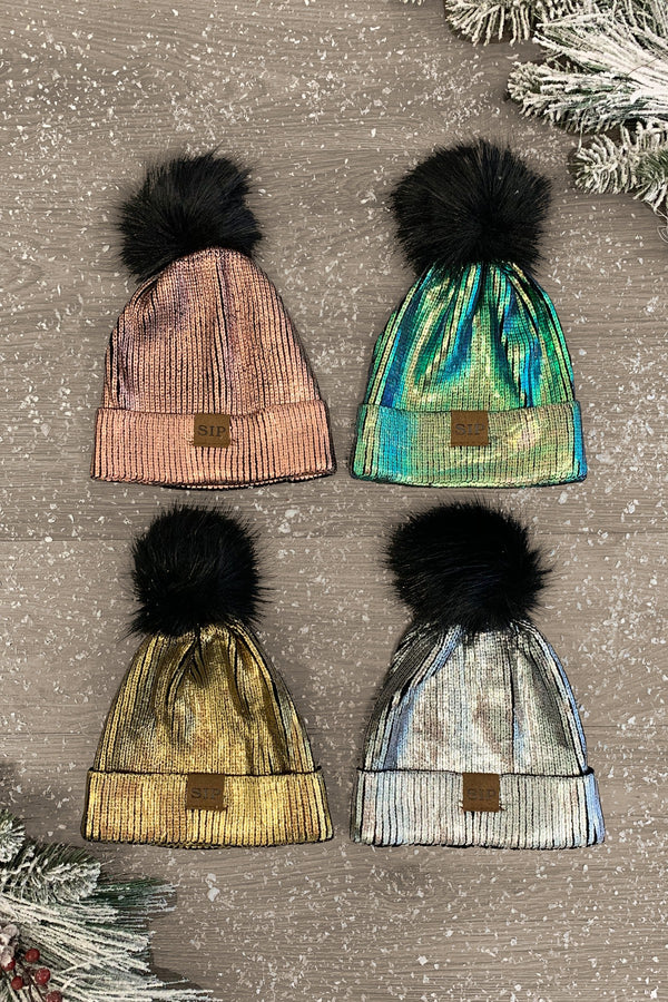 Mom & Me - Metallic Sparkle In Pink Beanies - Many Colors! - Sparkle in Pink