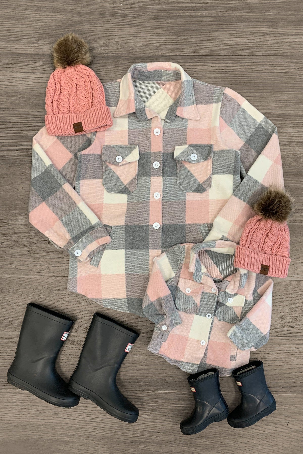 Mom & Me - Pink Button Up Flannel Shacket | Sparkle In Pink