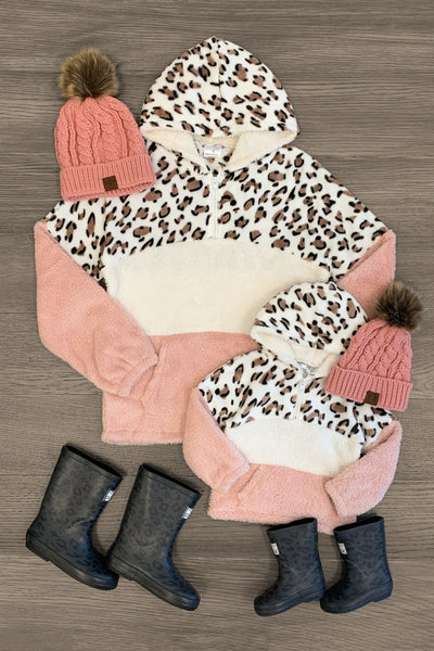 Pink leopard hot sale sherpa hoodie