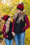 Mom & Me - SIP Plaid Beanie - Red - Sparkle in Pink