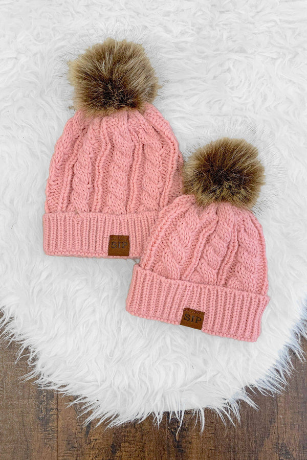 Mom & Me - SIP Colored Beanies - Sparkle in Pink
