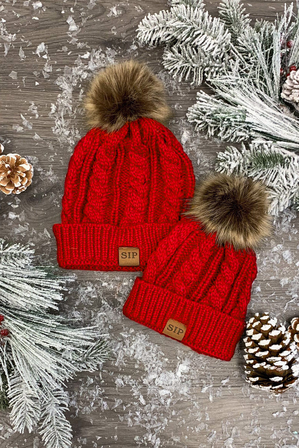 Mom & Me - SIP Colored Beanies - Sparkle in Pink
