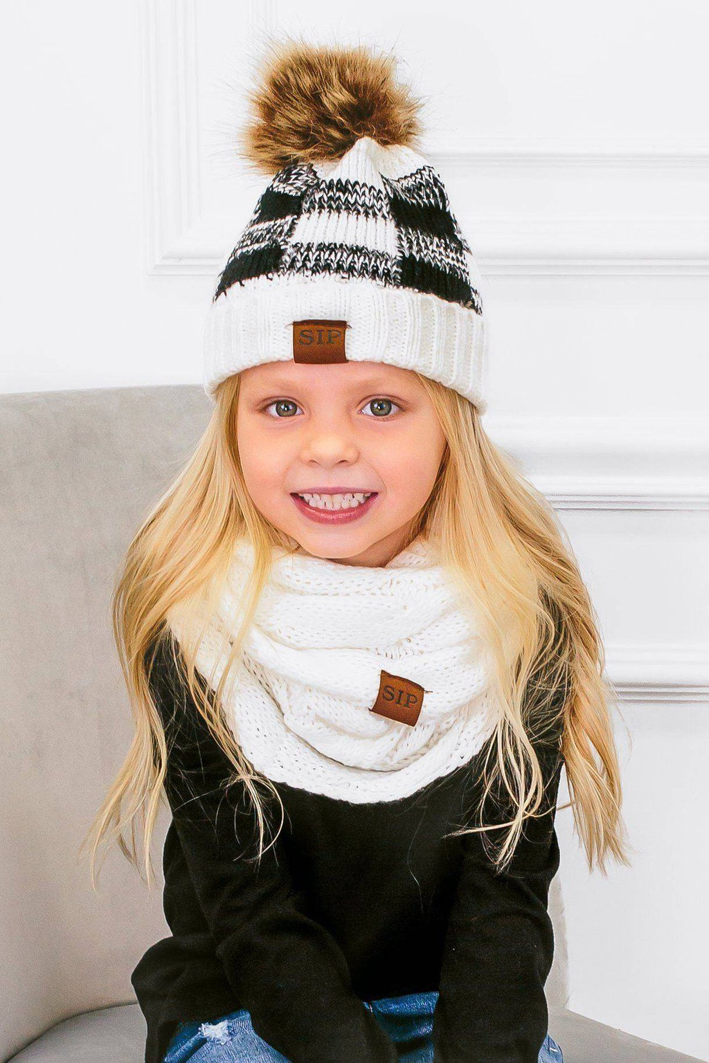 Mom & Me - SIP Plaid Beanies - Sparkle in Pink
