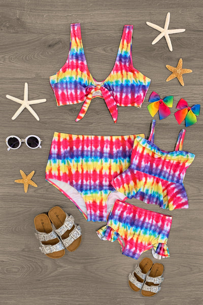 Rainbow Marble Bell Bottom And Sleeve Crossed Set