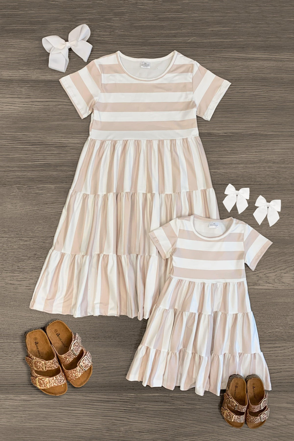 Mom & Me - Tiered Stripe Dress - Many Colors! - Sparkle in Pink