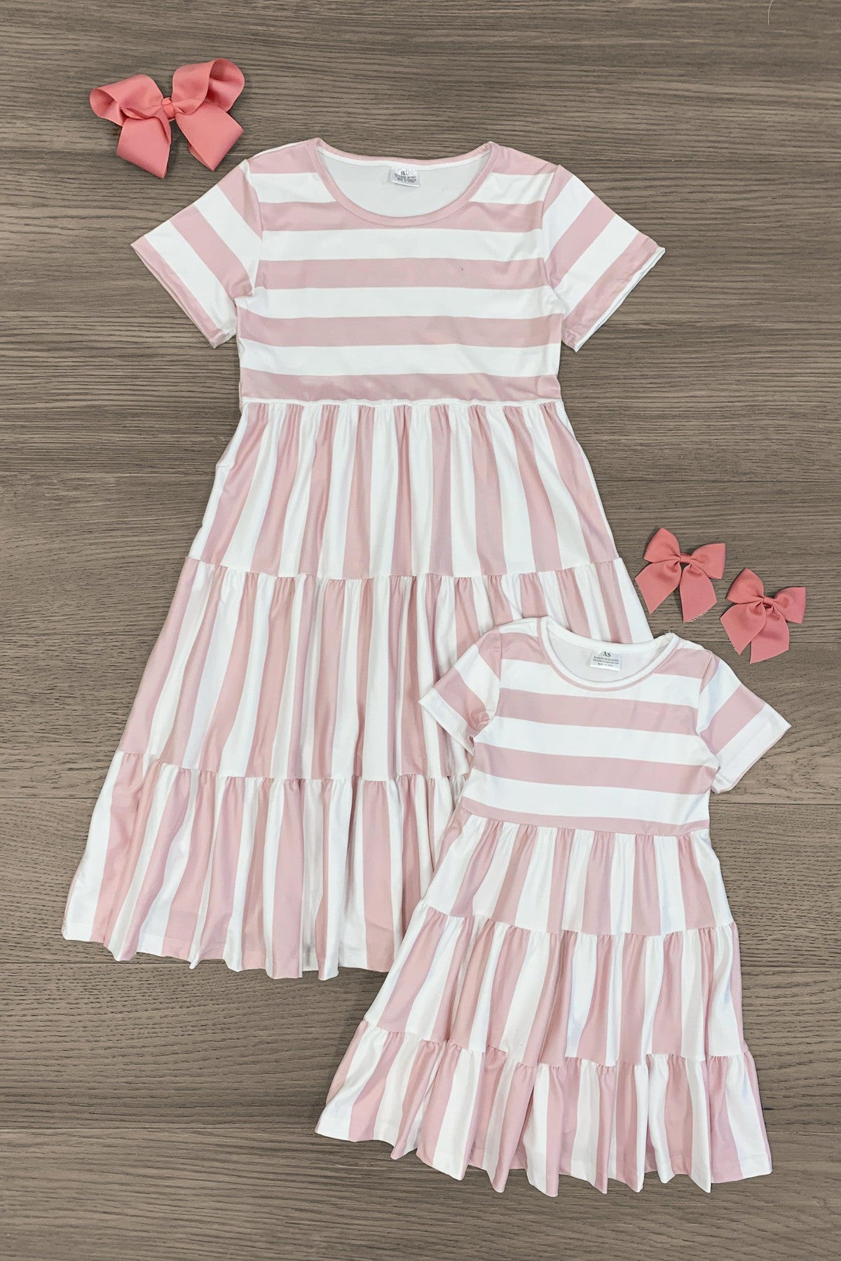 Mom & Me - Tiered Stripe Dress - Many Colors! - Sparkle in Pink