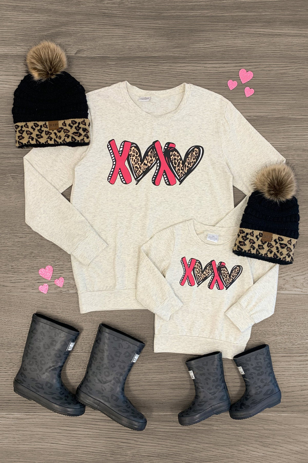 Mom & Me - "XOXO" Cream Long Sleeve Top - Sparkle in Pink