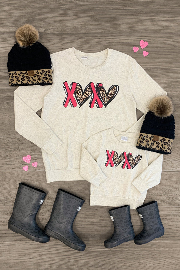 Mom & Me - "XOXO" Cream Long Sleeve Top - Sparkle in Pink