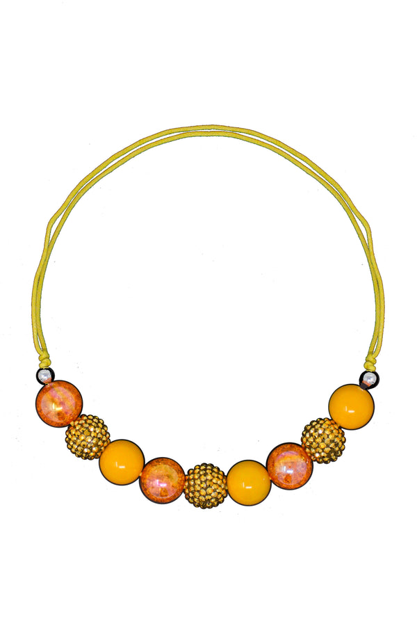 Orange & Gold Bubblegum Necklace - ADJUSTABLE - Sparkle in Pink