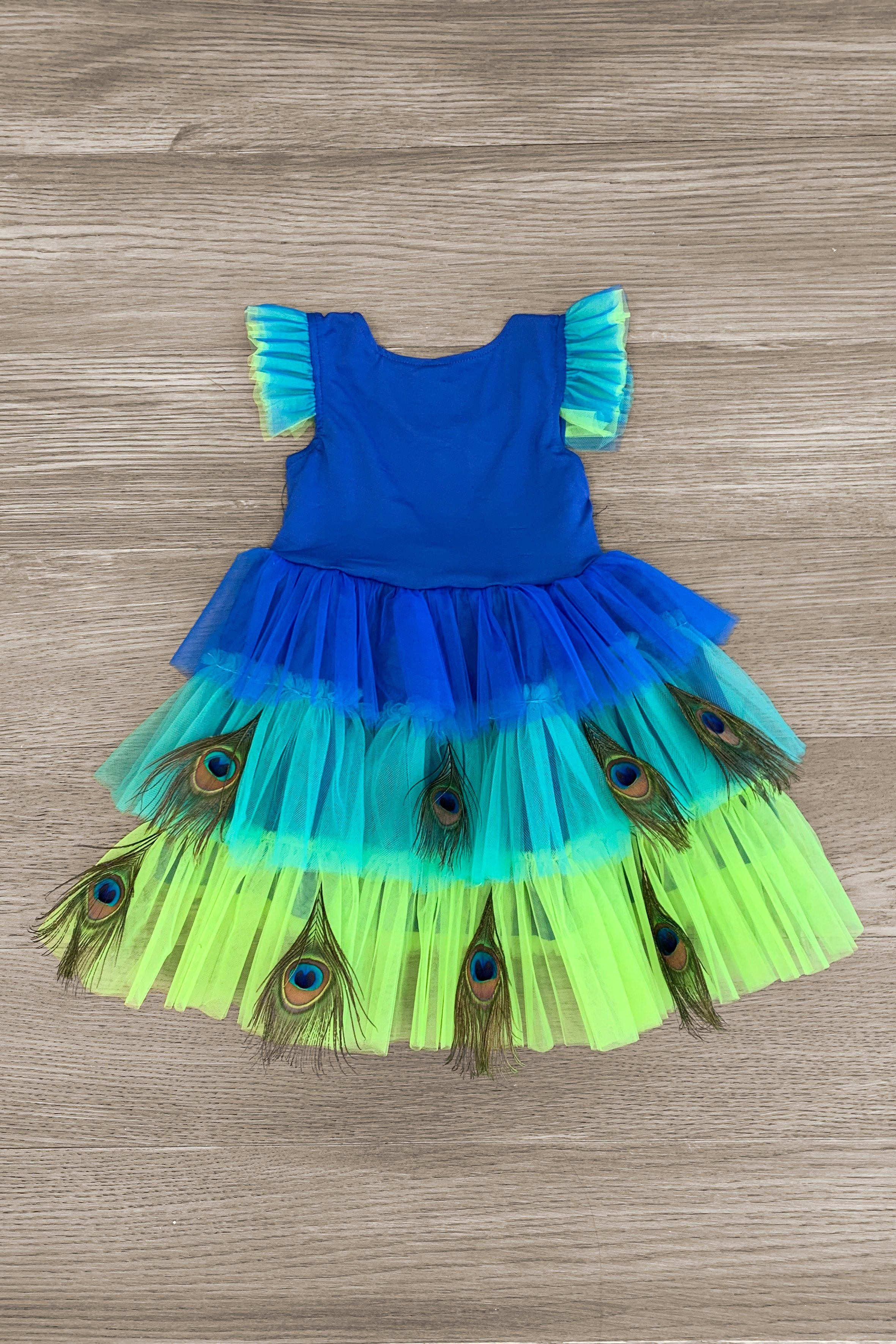 New Brand Peacock Flower Kids Girls Clothes For Birthday Party Blue Peacock  Feather Toddler Baby Girls Tutu Dresses 1-12 Year - Girls Casual Dresses -  AliExpress