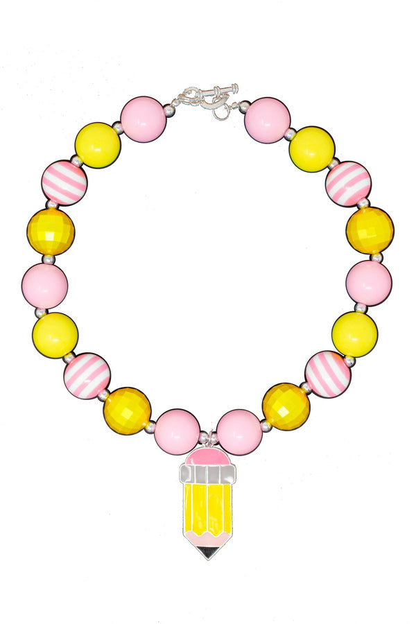 Pencil Bubblegum Necklace - Sparkle in Pink