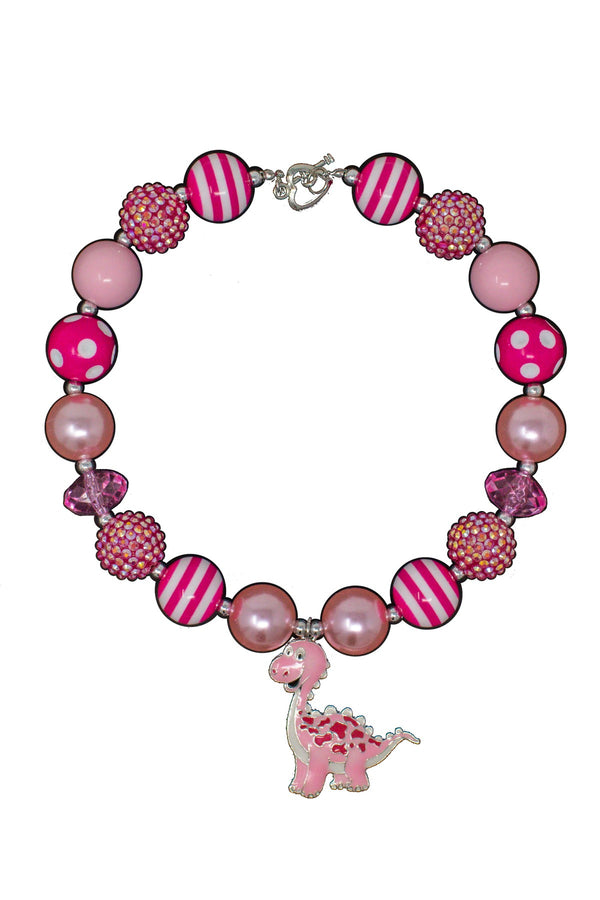 Pink Dinosaur Bubblegum Necklace - Sparkle in Pink