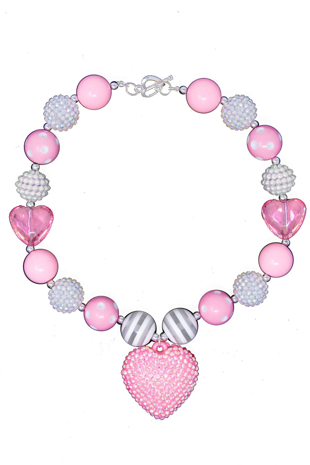 Pink Heart Bubblegum Necklace - Sparkle in Pink