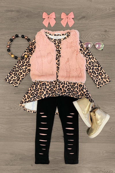 Pink online L bling leopard outfit