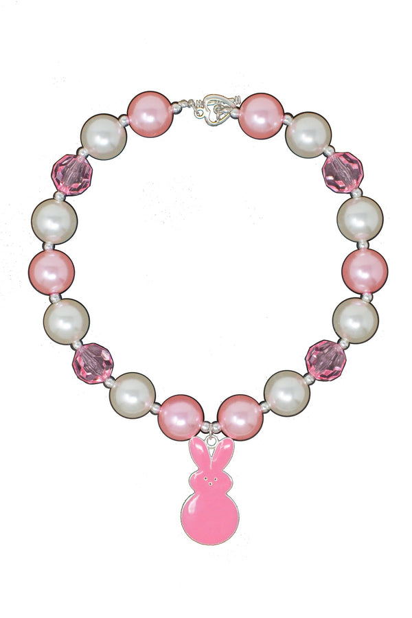 Pink Peeps Bunny Bubblegum Necklace - Sparkle in Pink
