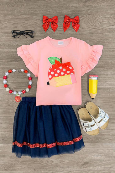 Pink Pencil Apple Tutu Skirt Set | Sparkle In Pink