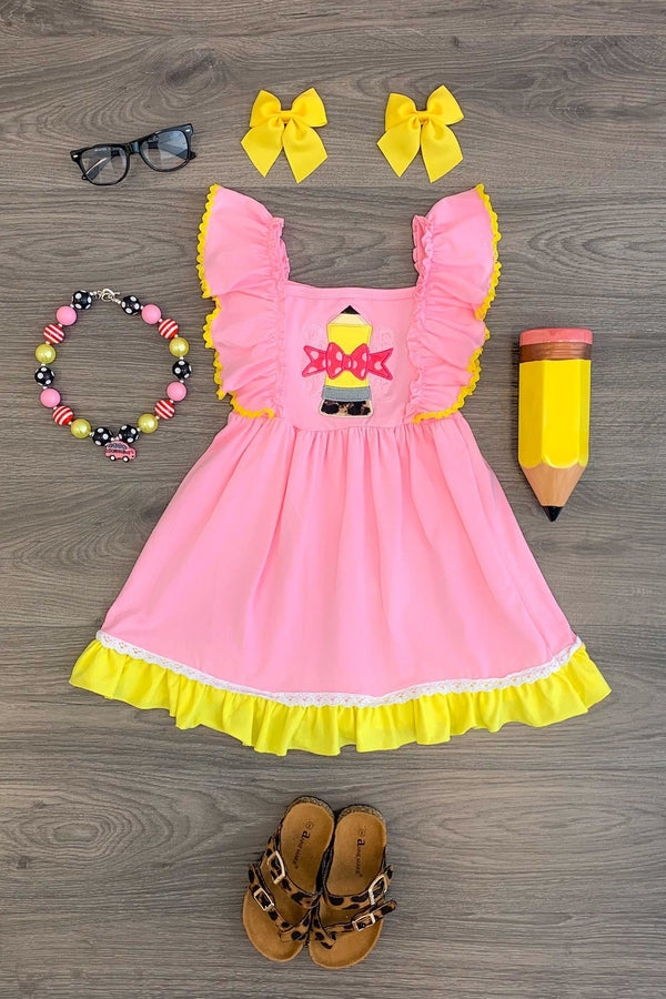 Pink Pencil Ruffle Dress - Sparkle in Pink