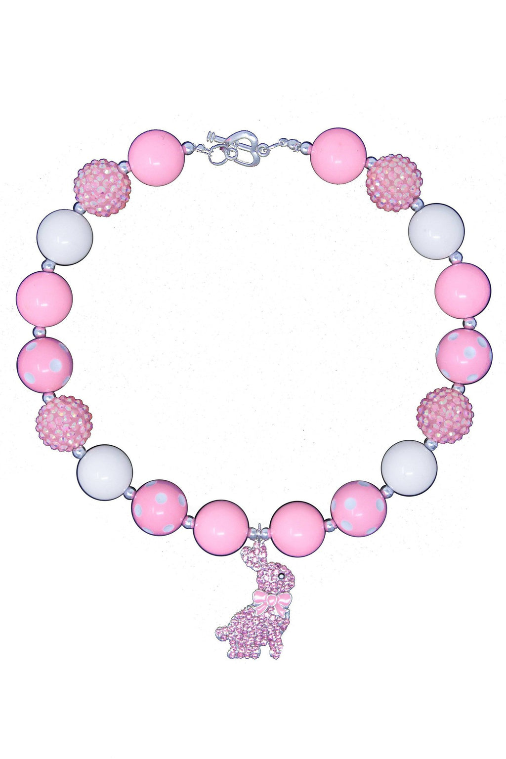 Pink Rhinestone Bunny Bubblegum Necklace - Sparkle in Pink