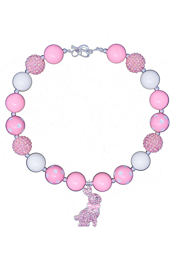 Pink Rhinestone Bunny Bubblegum Necklace - Sparkle in Pink