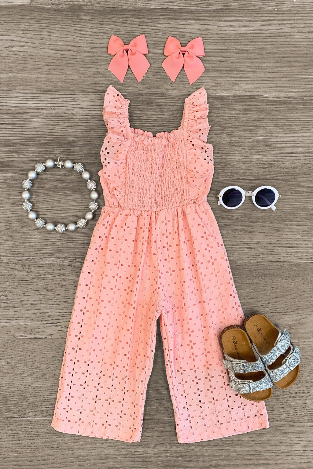 Pink Eyelet Lace Jumpsuit - Sparkle in Pink