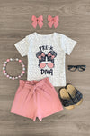 "Pre-K - 5th Grade Diva" Blush Short Set - Sparkle in Pink