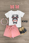 "Pre-K - 5th Grade Diva" Blush Short Set - Sparkle in Pink