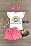 "Preschool - Fifth Grade" Rainbow Short Set - Sparkle in Pink