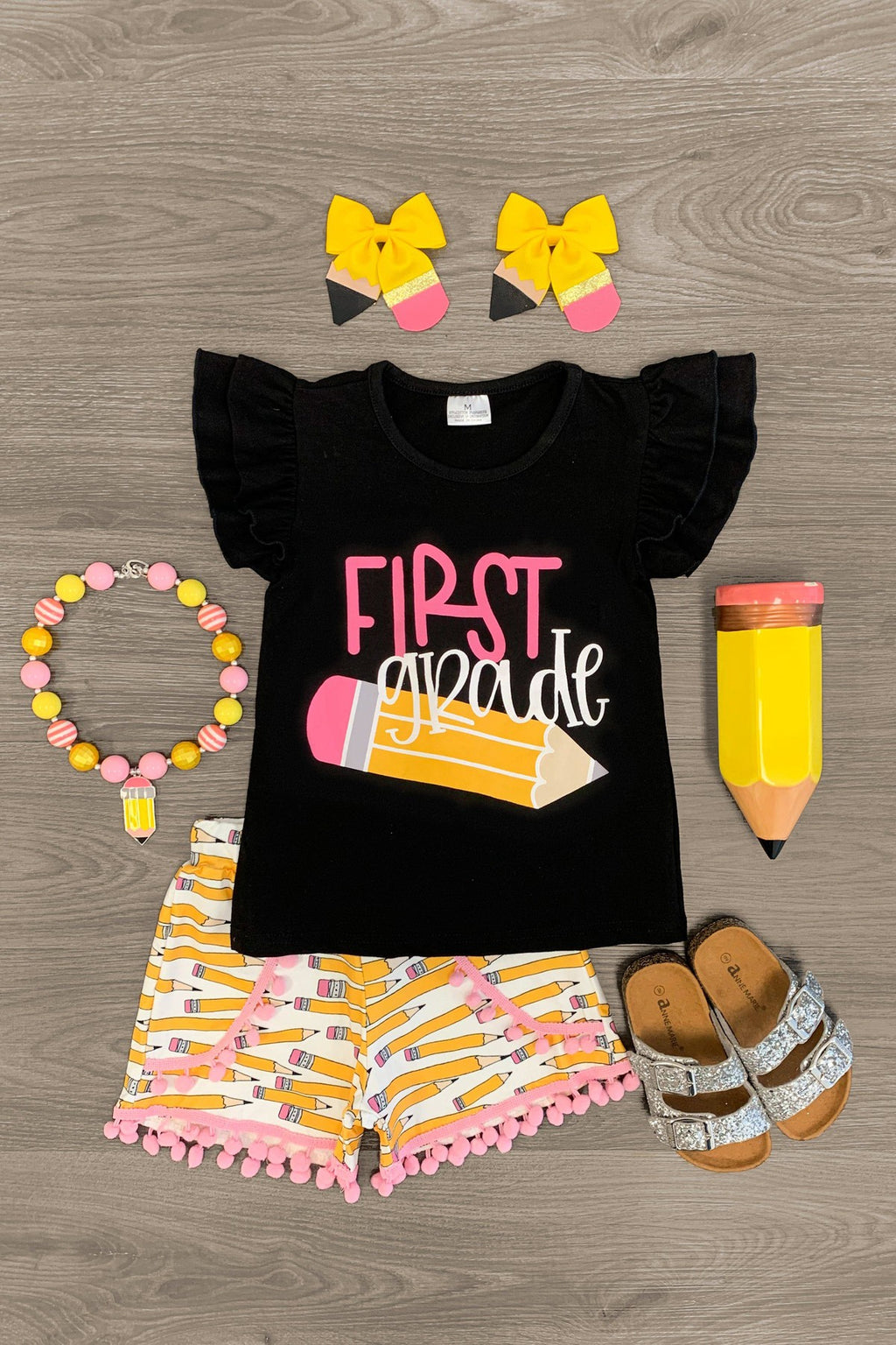 "Preschool, Kindergarten & 1st Grade" Pencil Short Set - Sparkle in Pink