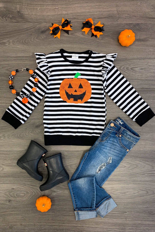Pumpkin Flip Sequin Ruffle Top - Sparkle in Pink