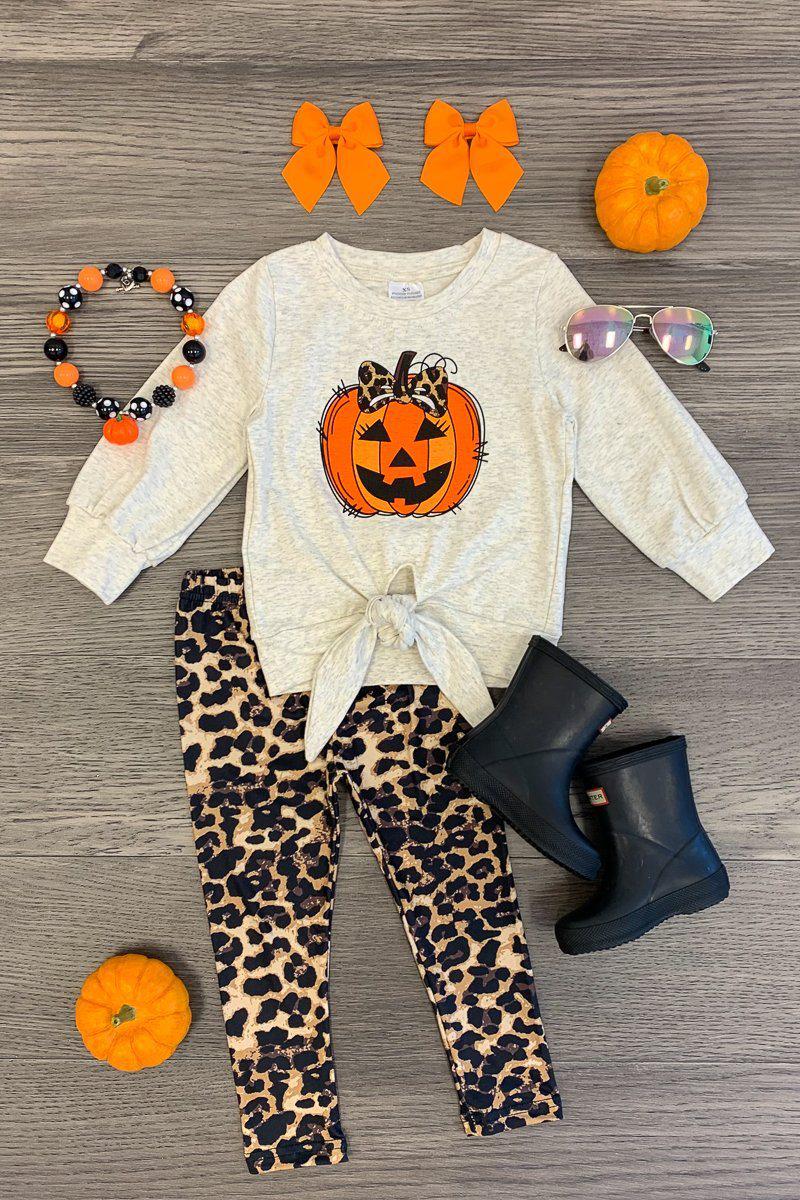 Pumpkin Leopard Legging Set - Sparkle in Pink