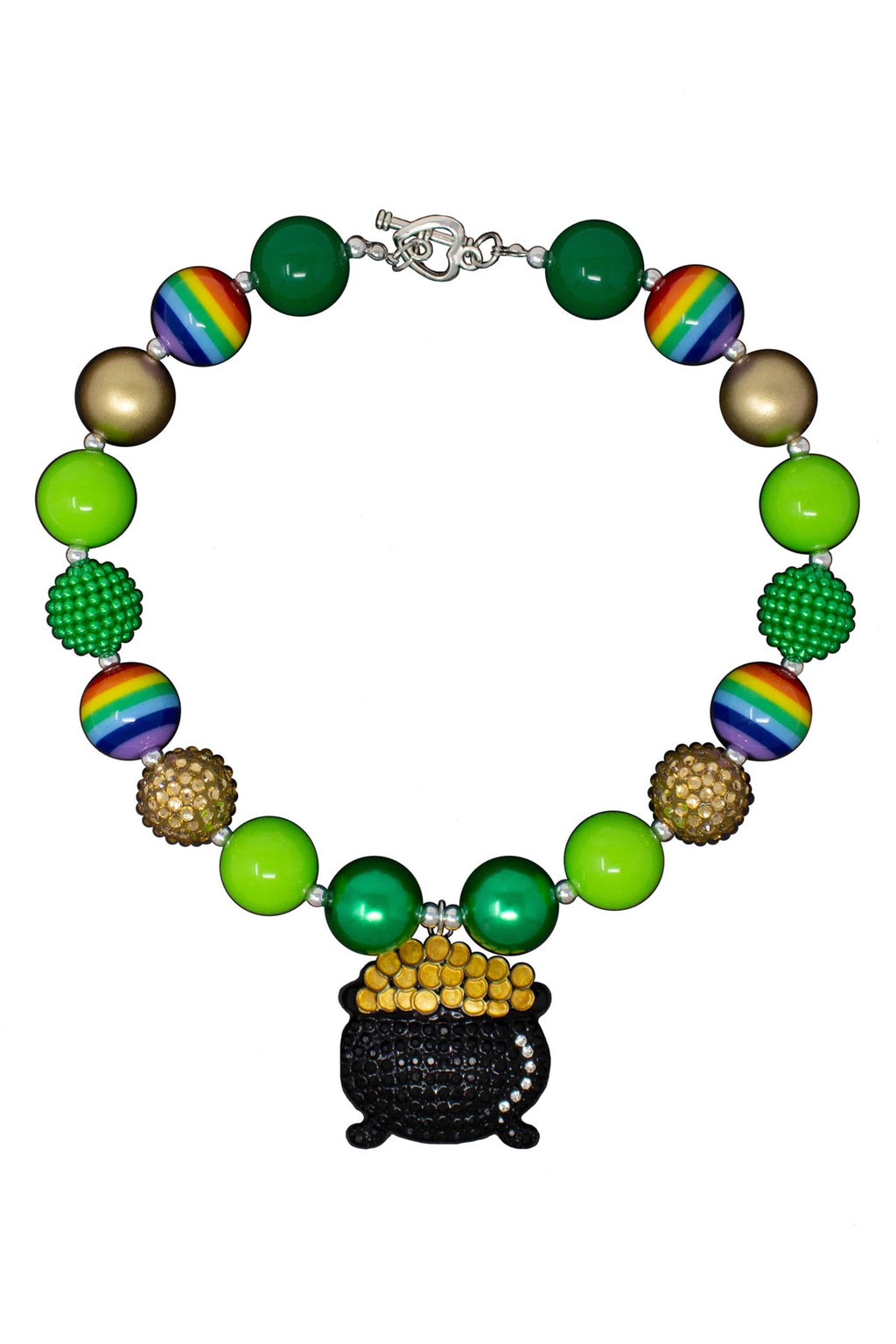 Rainbow Pot Of Gold Bubblegum Necklace - Sparkle in Pink