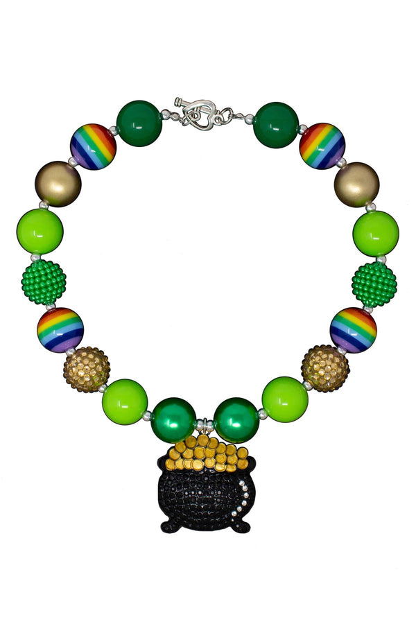 Rainbow Pot Of Gold Bubblegum Necklace - Sparkle in Pink
