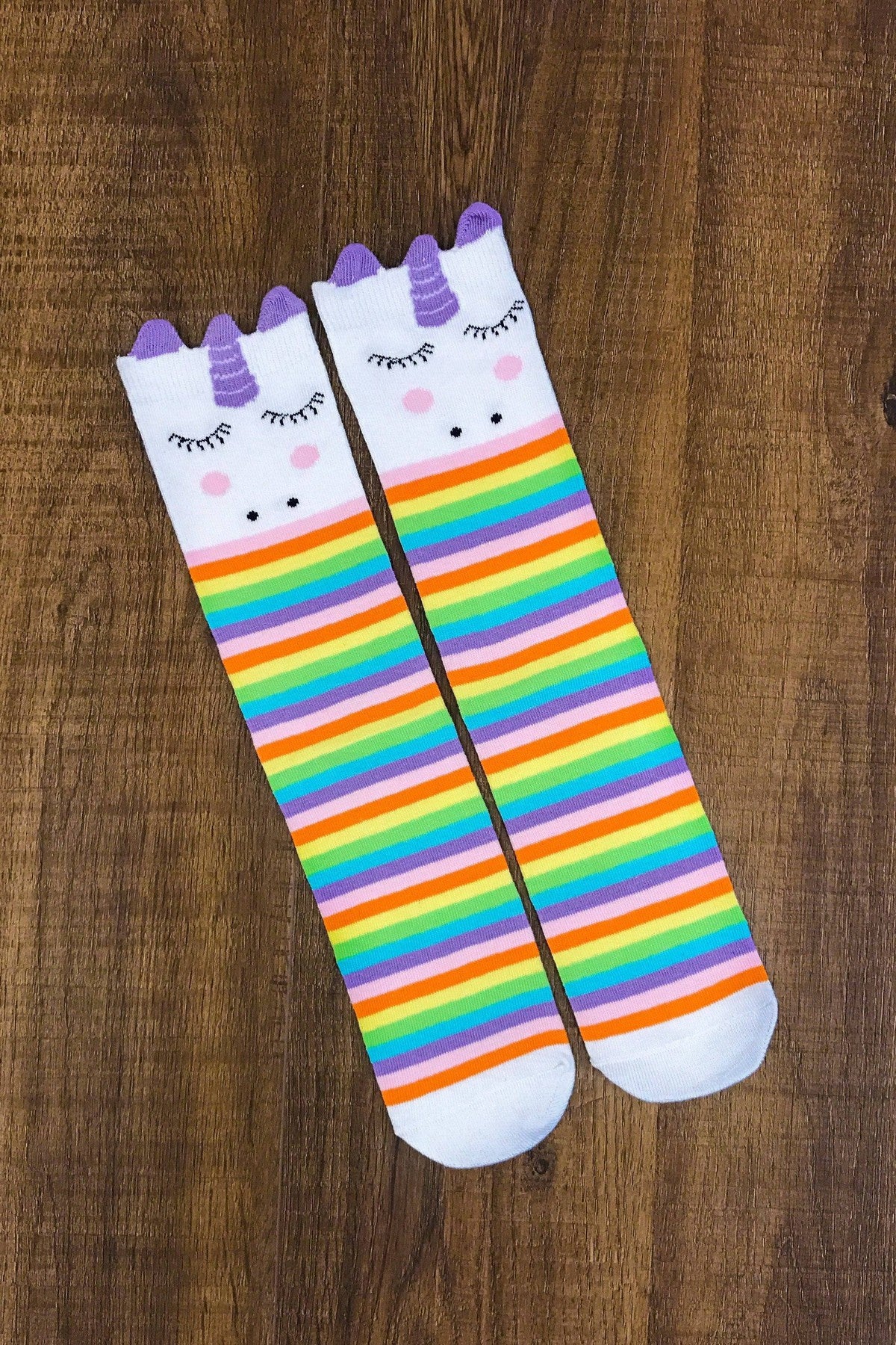 Rainbow Unicorn Knee High Socks - Sparkle in Pink